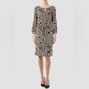 Joseph Ribkoff Dress Style 153775 A-Line Knee Length Tan and Black
